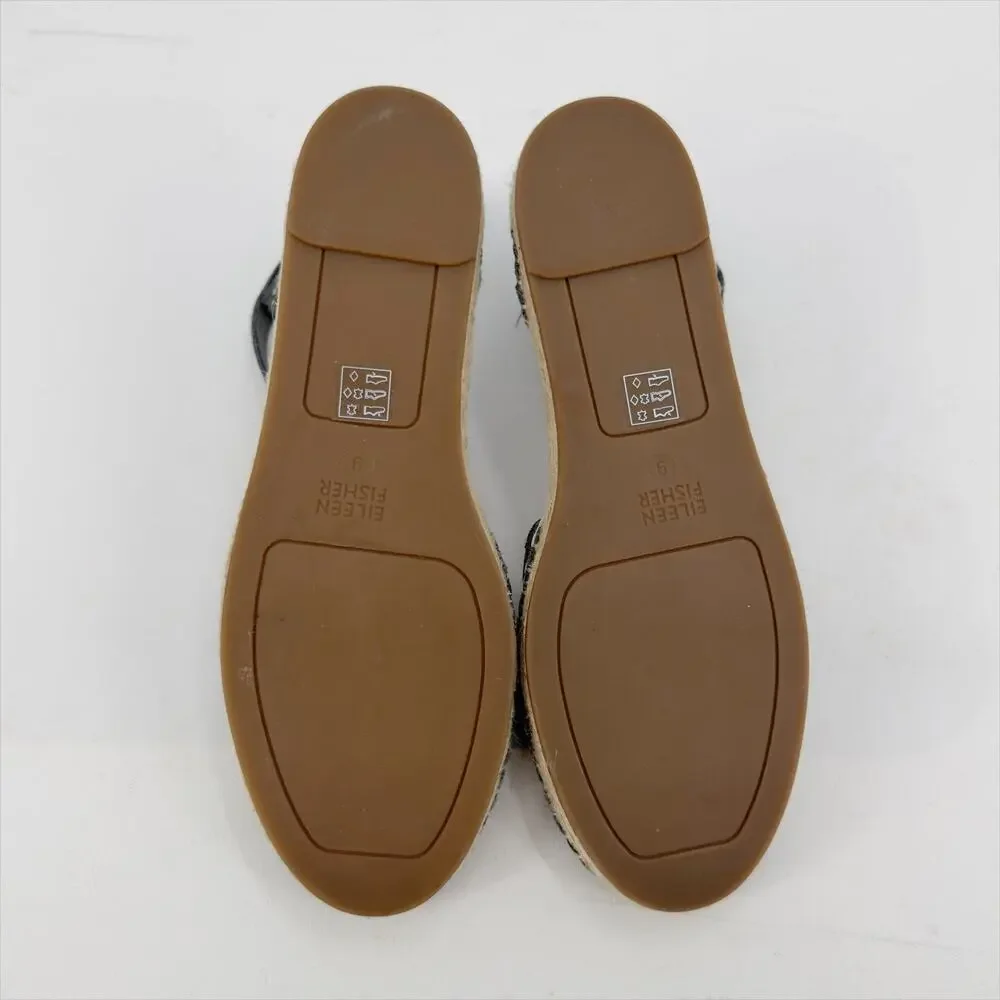 NEW Eileen Fisher Lala Espadrille Flats size 9 Gunmetal Silver Metallic Leather